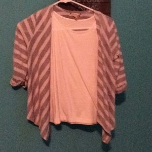 Silver and white blouse with a built in tang top